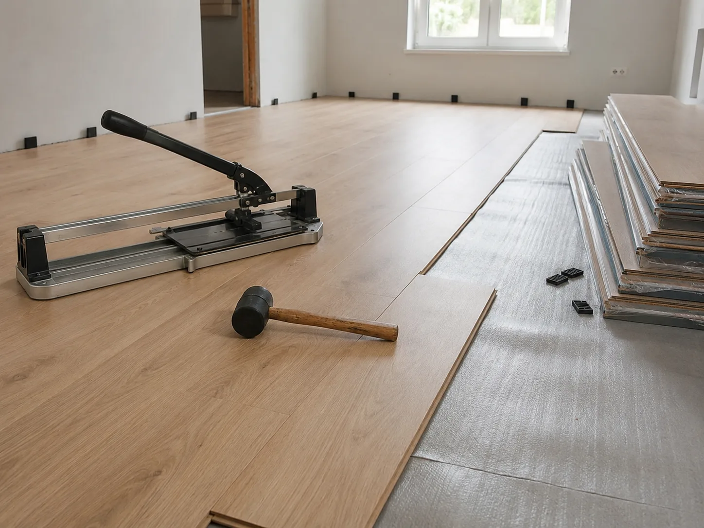 Bodenverlegung im renovierten Innenraum
